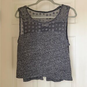 Abercrombie & Fitch Gray Lace Trim Tank XS Boho Crochet Sleeveless Top